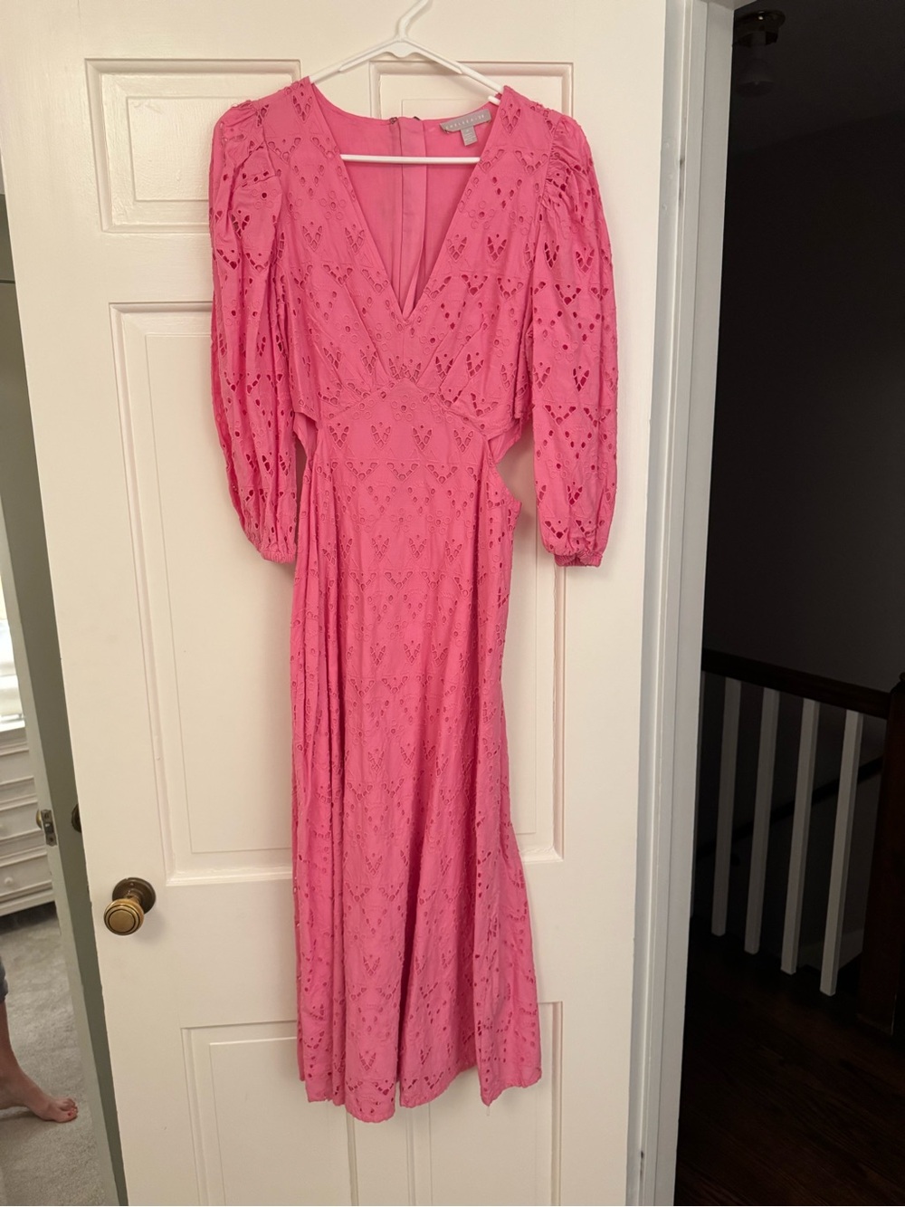 Chelsea28 Pink Eyelet V-Neck Maxi Dress
